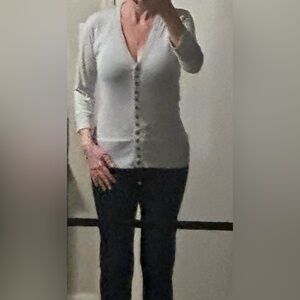 Zenana Outfitters V-Neck Cardigan with Snap Closure and 3/4 Sleeves